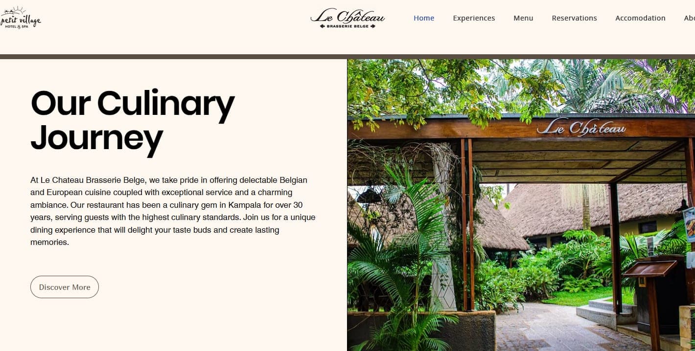 Le Château Restaurant Belge website built by Akelis Media